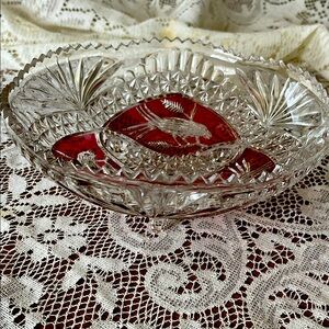 Elegant Crystal Bowl with Red Accents